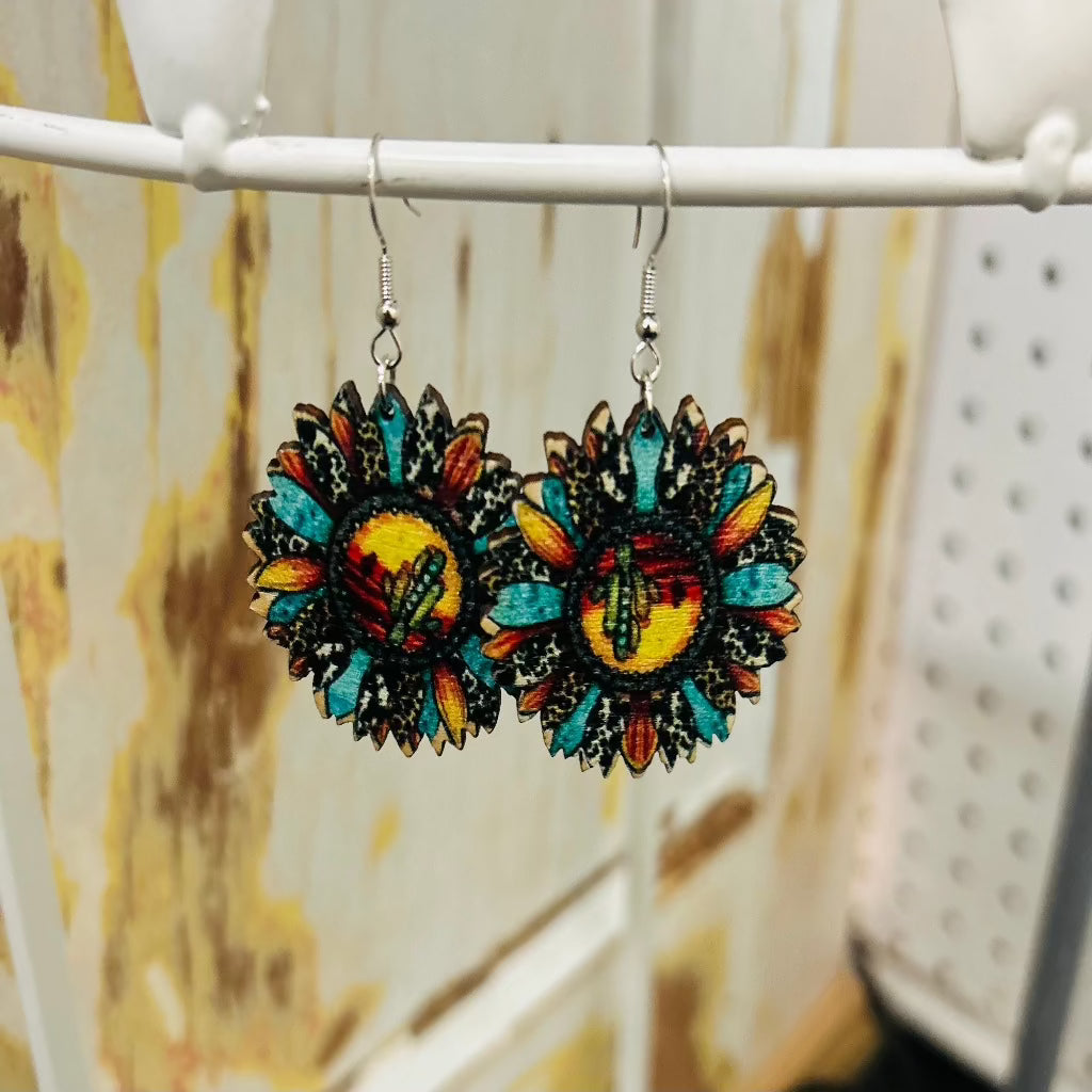 Serape Sunflower Earrings