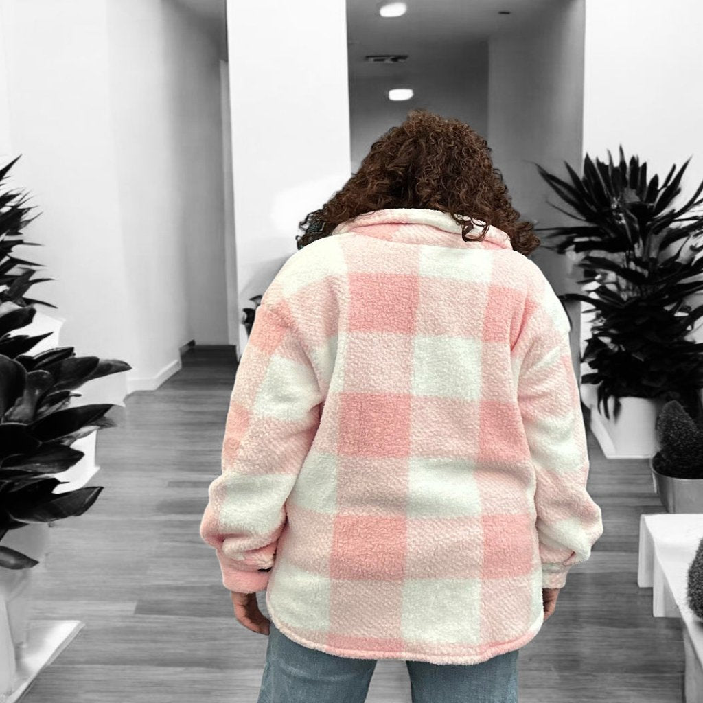 Pink and White Checkered Sherpa