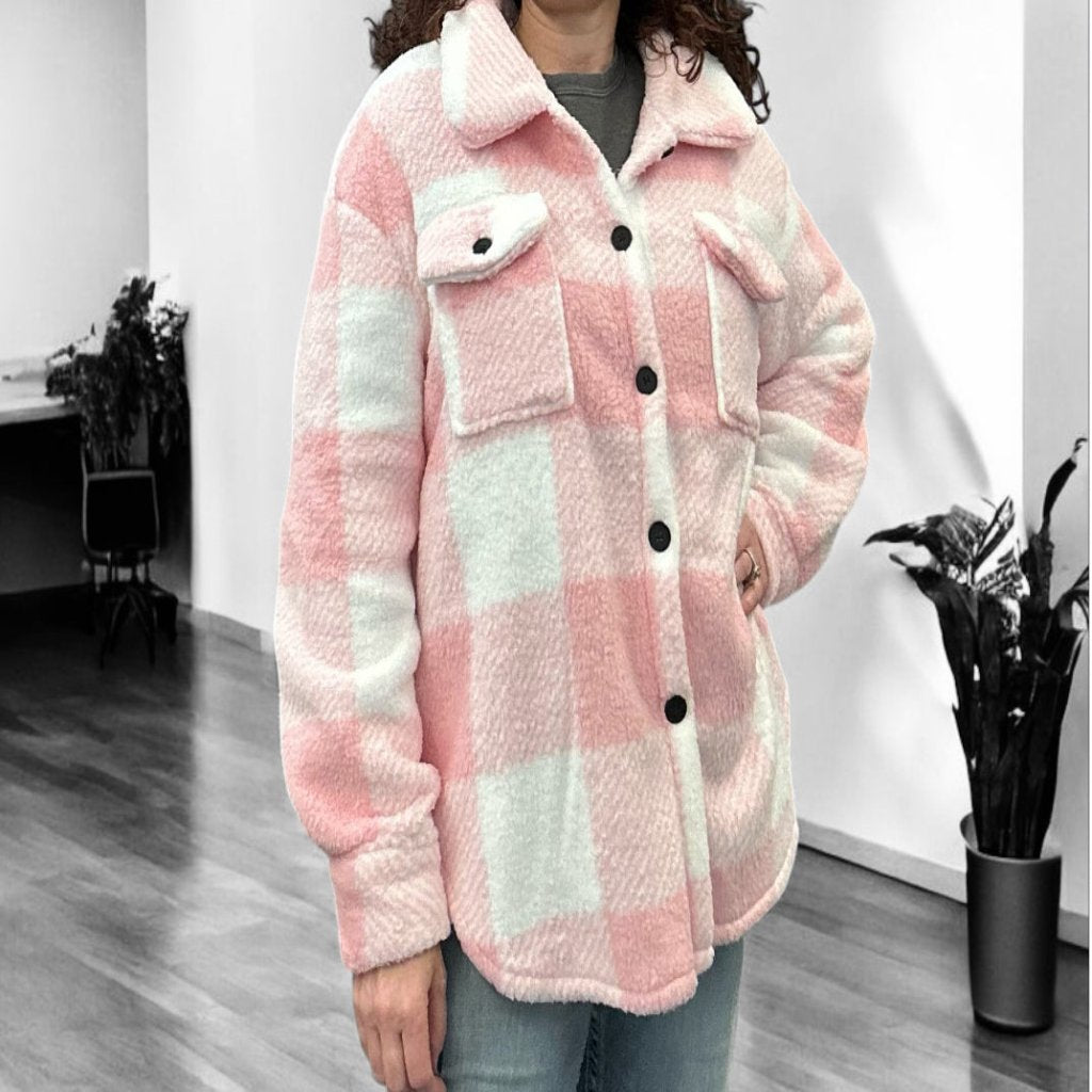 Pink and White Checkered Sherpa