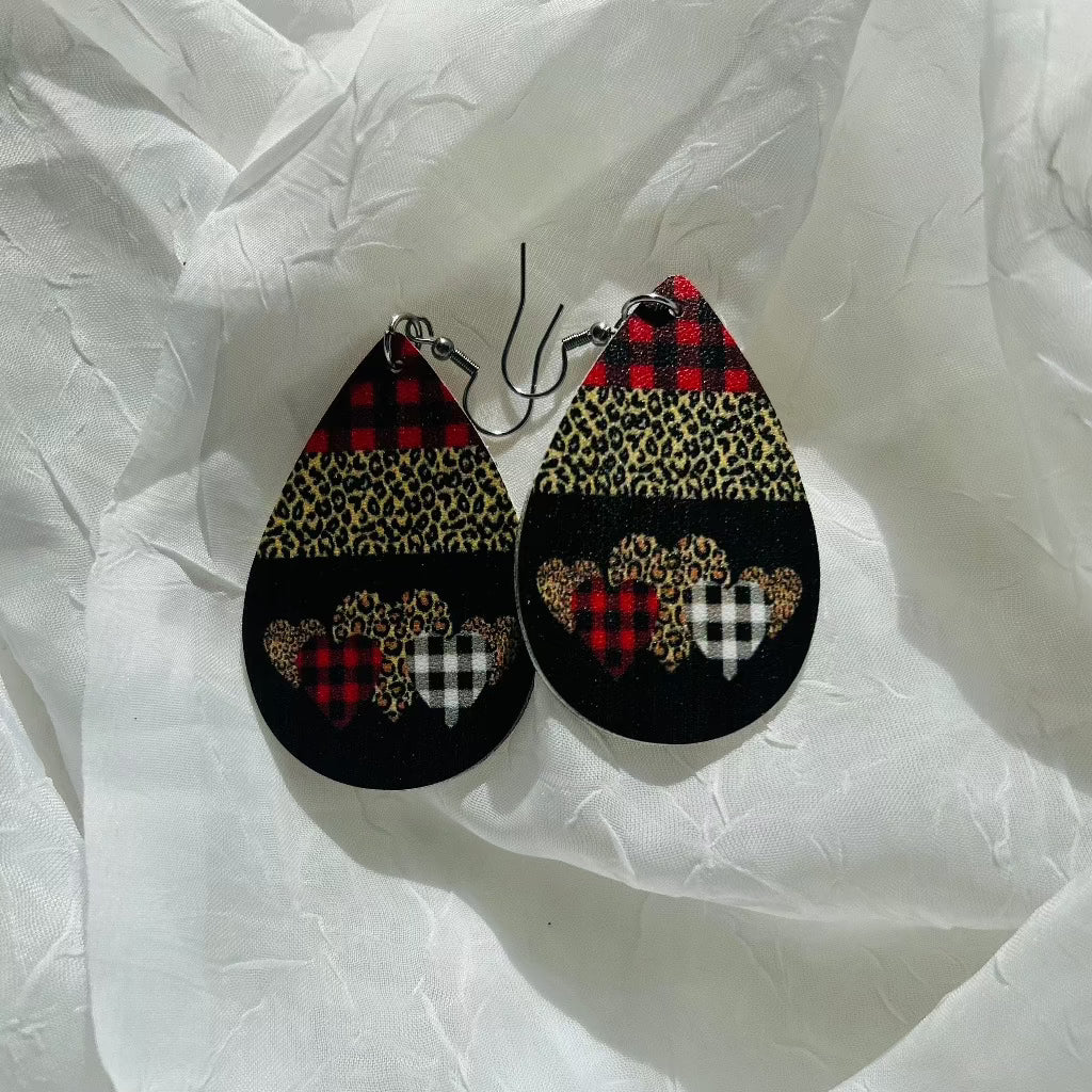 Plaid Heart Earrings