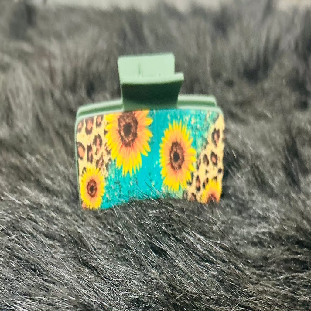 Turquoise sunflower Hair Claw