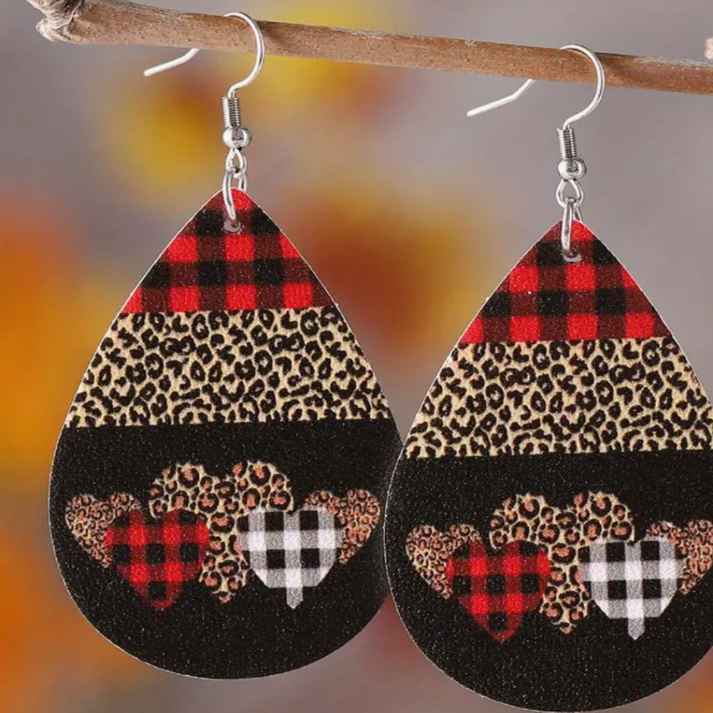 Plaid Heart Earrings