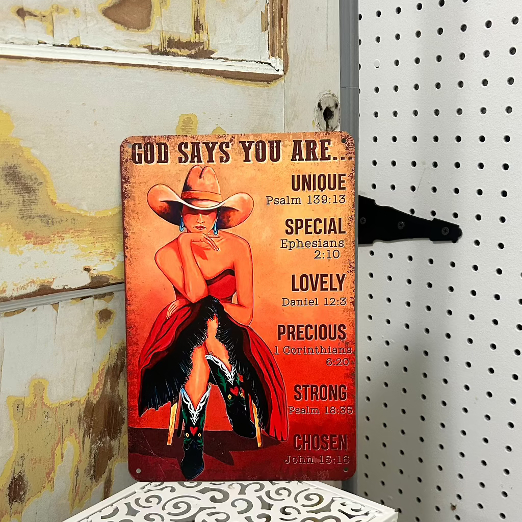 God Says metal sign