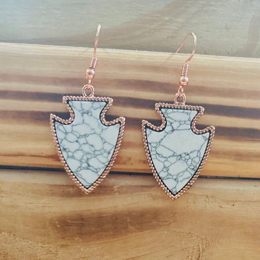 Marble White Arrow Earrings